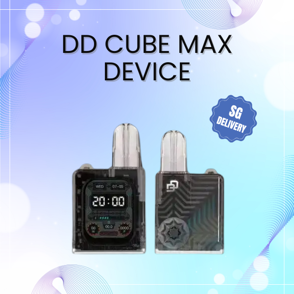 DD Cube Max Device clear transparent shell with LED screen display and multi pod adapters