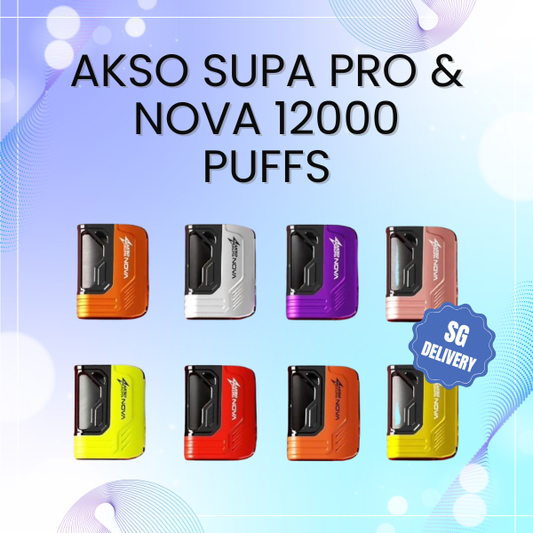 Akso Supa Pro and Nova 12000 Puffs closed pod device with digital LED display screen