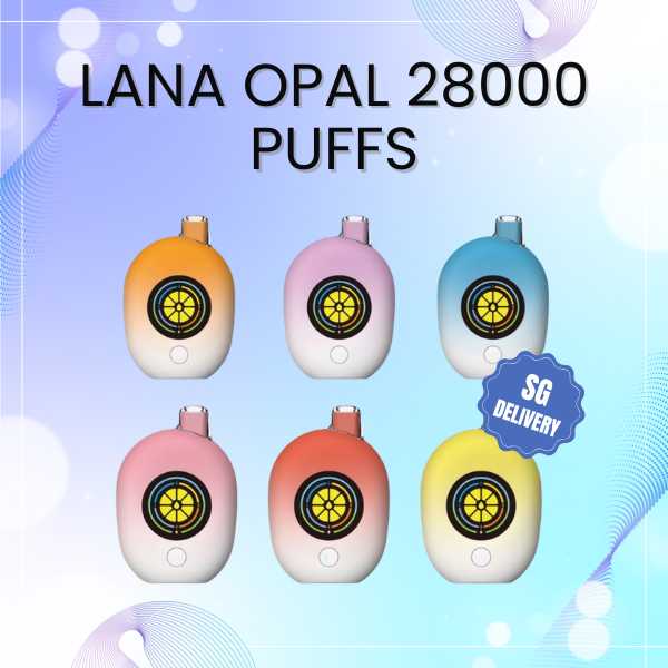 Lana Opal 28000 Puffs rechargeable disposable vape device featuring smart LED screen display and dual mesh coil