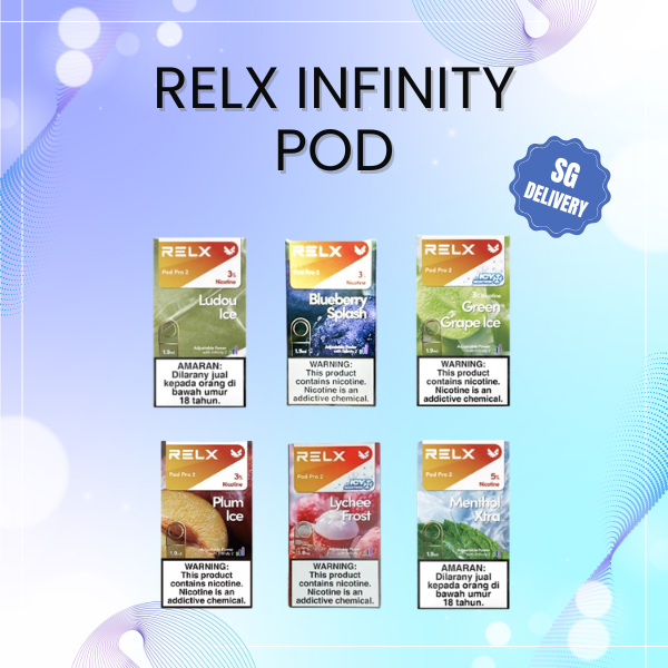 Relx Infinity Pod Pro prefilled cartridge with FEELM ceramic coil showing sleek leak-proof design