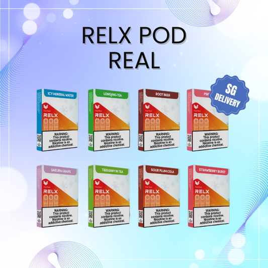 RELX Pod Real 3-pack showing visible e-liquid tank design
