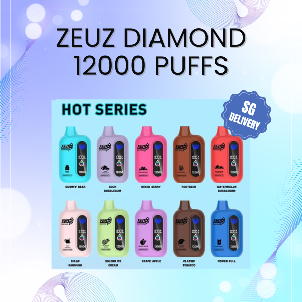 Zeuz Diamond 12000 Puffs disposable vape device with mesh coil and Type-C rechargeable port